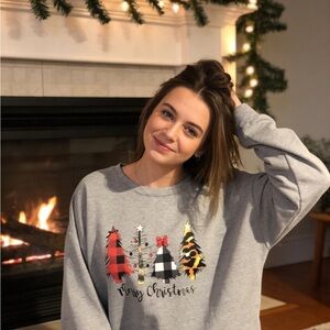 Gray Christmas Tree Merry Christmas Sweatshirt